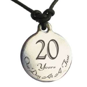  20 Year Sobriety Anniversary Medallion Leather Necklace 
