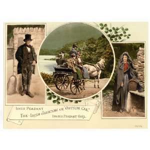  1890s photo Irish Jaunting Car and Peasants. Co. Galway 