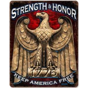  Strength Honor Allied Military Metal Sign   Garage Art 