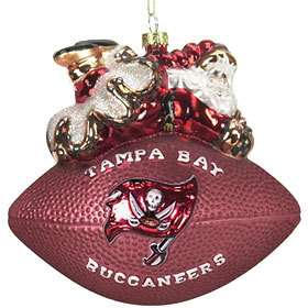   Buccaneers NFL Footballl Peggy Abrams Glass Christmas Tree Ornament