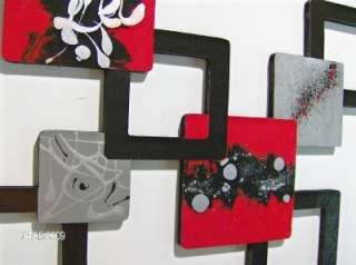2pc Red,Black,MODERN,ABSTRACT,Squares,WaLL SCULPTURE  