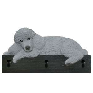   Gray Poodle Dog Figurine Key Ring and Leash Holder Gift