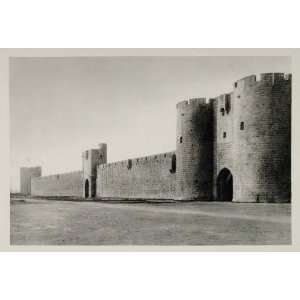 1937 Walled City Wall Aigues Mortes France Photogravure   Original 
