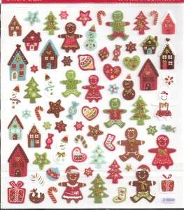 Christmas Gingerbread house stickers w/ glitter accents  
