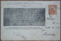 URUGUAY Fe de Bautismo Gral. Lavalleja 1903 Postcard  