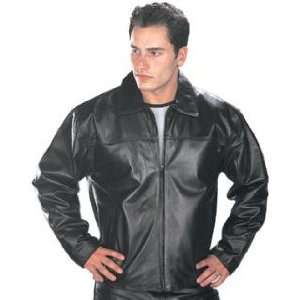  Black Waist Length Mens Front Zipper Leather Jacket Sz 2XL 