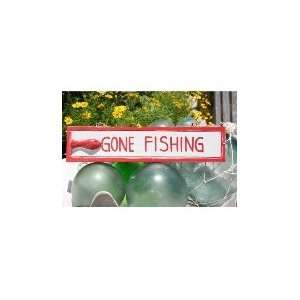  GONE FISHING NAUTICAL SIGN 12 RED   BEACH DECOR