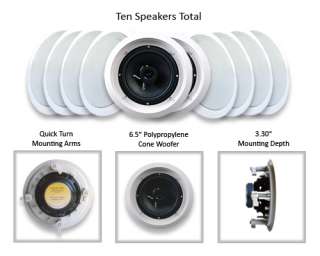 10 New Home Audio 250 Watt 6.5In Wall/Ceiling Speakers  