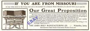 1906 CORN BELT FROST CEMENT BLOCK MACHINE WATERLOO IOWA  