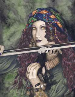 Fantasy Art ORIGINAL PAINTING Gypsy Violin Player Magic  