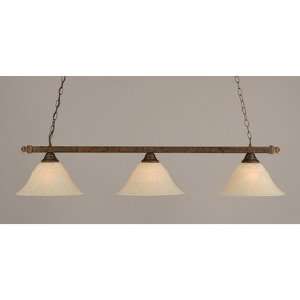 Billiard 3 Light Square Bar Pendant with Amber Marble Glass Shade 