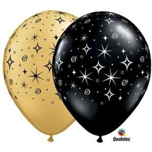   & Black 11 Inch Latex Balloons, Qualatex 25 Per Pack