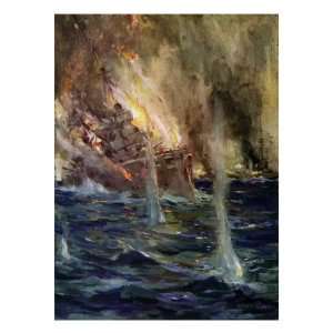 World War I  The sinking of the Gneisenau Premium Giclee Poster Print 