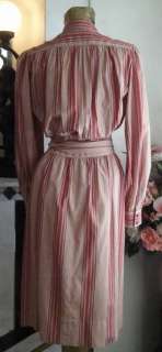 Vintage 70s 80s Adele Simpson Striped Wrap Career Day Dress M L  