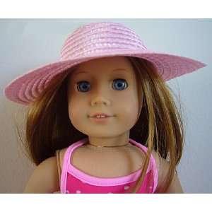  Pink Straw Hat Fits American Girl Doll 