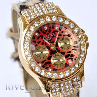 New Woman Luxury Crystal Quartz Lady Leather Watch 09  