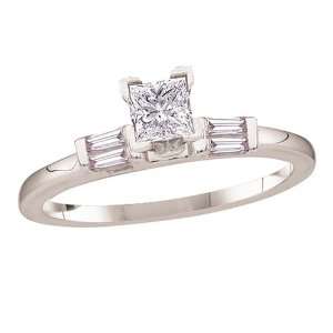   Center w/ Tapered Baguette Side Stones Ring (1/4 ct tw, I, I1) Size