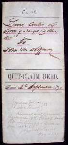 1871 Quit Claim Deed Inter Revenue Stamp Washington  