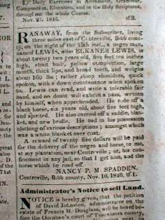   newspaper TUSCALOOSA JOURNAL Alabama with Mexican War news + SLAVE ADS