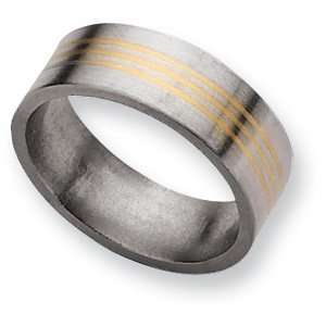  Titanium 8mm Band with 14k Gold Inlays Jewelry