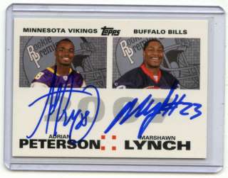 2007 TOPPS ADRIAN PETERSON & MARSHAWN LYNCH ROOKIE PREMIERE DUAL AUTO 