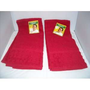  Set of 2 Emeril Red Kitchen Hand Towels New With Tag 