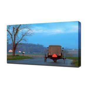 Amish Buggy   Canvas Art   Framed Size 24x36   Ready To Hang