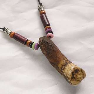 Tibetan Raw Horse Teeth Pendant Amulet Necklace  