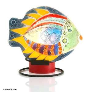  Art glass candleholder, South Sea Fish