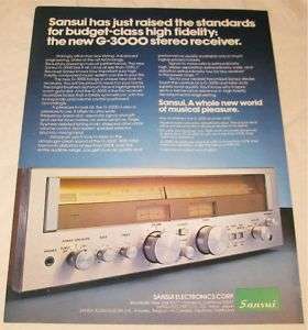 Vintage Sansui G 3000 Stereo Receiver PRINT AD 1977  