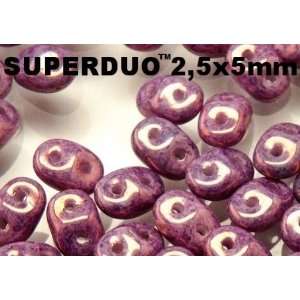 Czech Two Hole Seed Beads SuperDuo Chalk Vega Lustre 100gram (a.1500 