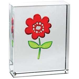  Red Flower Glass Paperweight