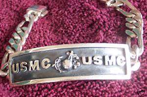 Marine Corps Sterling Silver ID Bracelet  