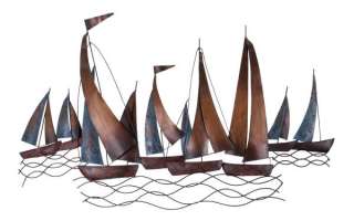 Big Sailors Art Sailboats Metal Wall Art Sculpture 43w, 26h  