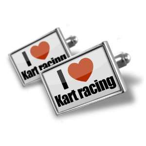  Cufflinks I Love kart racing   Hand Made Cuff Links A 