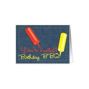  Birthday BBQ Invitations Party Denim Any Age Card Health 