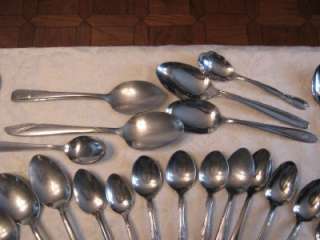 76 MISC MIX LOT STAINLESS STEEL TEA SOUP TABLE & SERVING SPOONS EKCO 