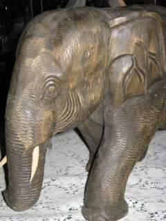1960s AFRICAN SAFARI ELEPHANT ART STATUE CARVED SCULPTURE HUGE 16 LBS 
