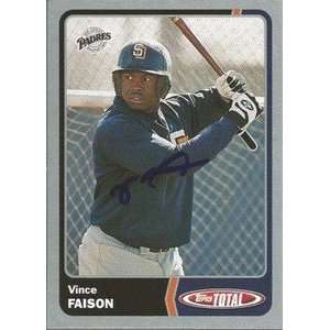  Vince Faison Signed Padres 2003 Topps Total Card Sports 