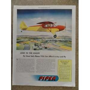  Piper Planes, Vintage 40s full page print ad. (family in airplane 