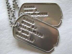 RAMBO DOG TAGS UNIQUE UPSIDE DOWN INVERTED NOTCHED GI  