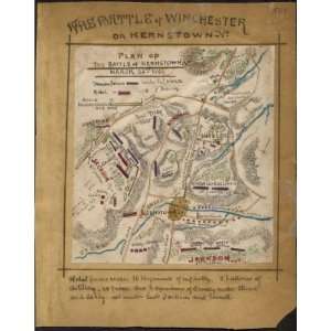 Civil War Map Plan of the Battle of Kernstown, Va. March 