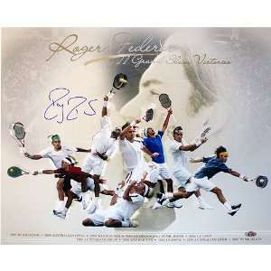 Steiner Sports Tennis Roger Federer Grand Slam Victories Collage 16 x 