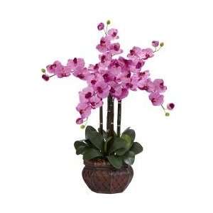  Phalaenopsis with Decorative Vase Silk Flower Arrangement 