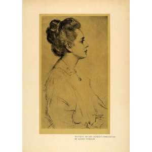  1908 Print Portrait Mrs Fitzroy Carrington Profile Art 