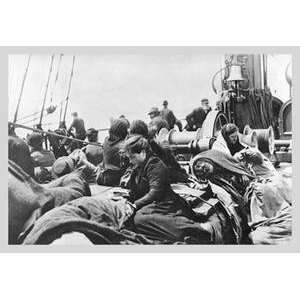  Vintage Art Immigrant Women Sitting on Steerage Deck 