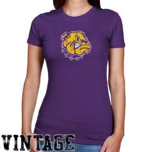Western Illinois Leathernecks Ladies Purple Distressed Logo Vintage 