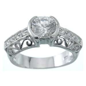  NEW 925 Sterling Silver CZ Platinum Antique Ring Jewelry