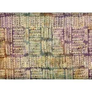  TT5758 Batik Fabric, Cream Wavey Lines in a Checkered 