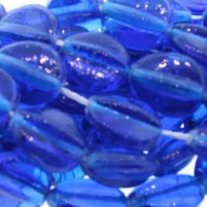 Blue Indian Glass  Oval Plain   20mm Height, 16mm Width, Sold by 16 